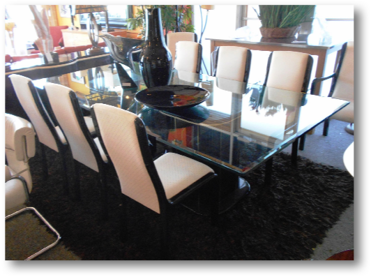 Beautiful Beveled Glass Dining Table with 8 Chairs